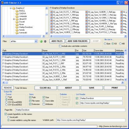 AVD FileList Screenshot